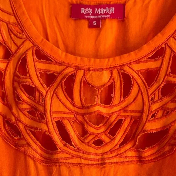 Roberta Freymann Beautiful Bright Orange Summer Maxi  Dress - Picture 2 of 11